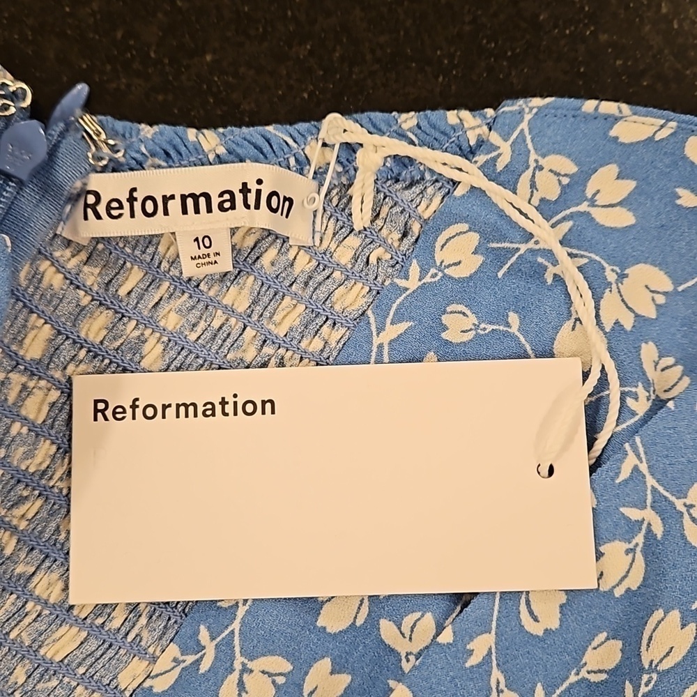 💕REFORMATION💕 Baxley Dress ~ Marie Blue Floral Print 10 NWT - Picture 12 of 14